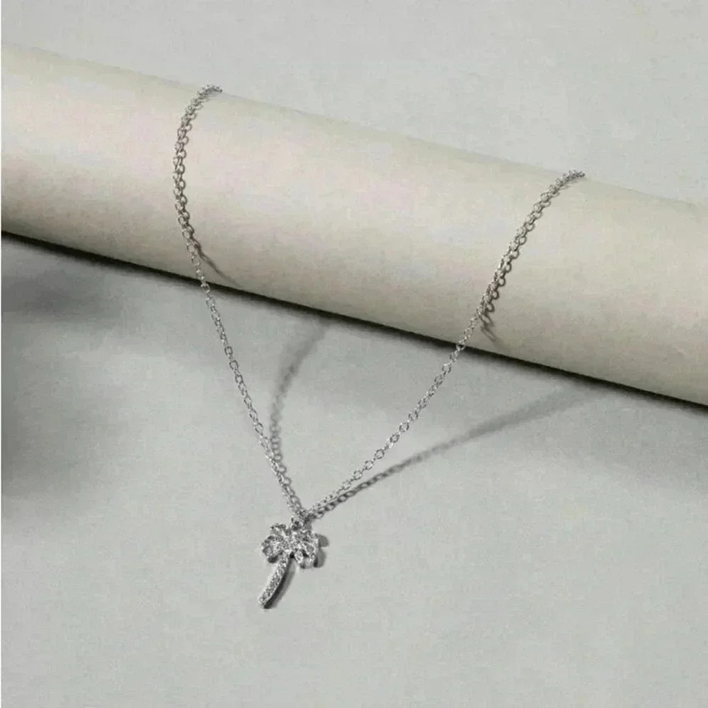 ⚠️Clearance Palm Tree Charm Necklace Silver - Picture 3 of 5